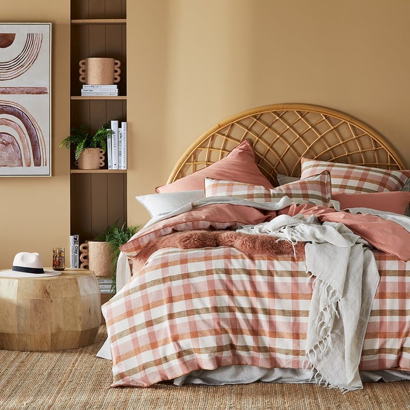 Vintage Washed Linen Cotton Misty Rose Quilt Cover Set