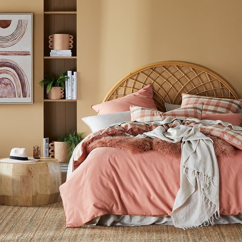 Vintage Washed Linen Cotton Misty Rose Quilt Cover Set