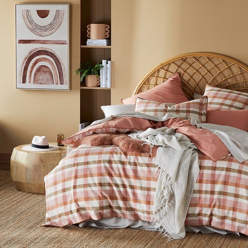 Vintage Washed Linen Cotton Misty Rose Quilt Cover Set