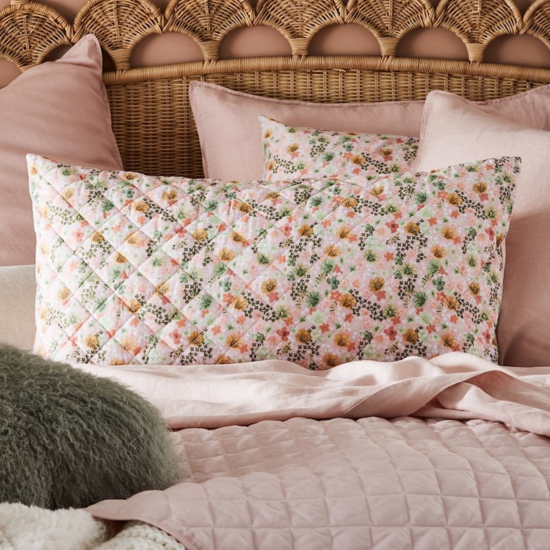 Pink Floral Quilted Coverlet