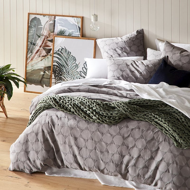 Lennox Matelasse Coal Quilt Cover