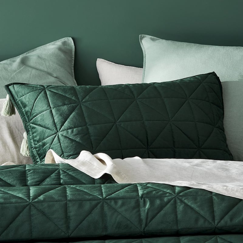 Stevie Velvet Quilted Emerald Coverlet