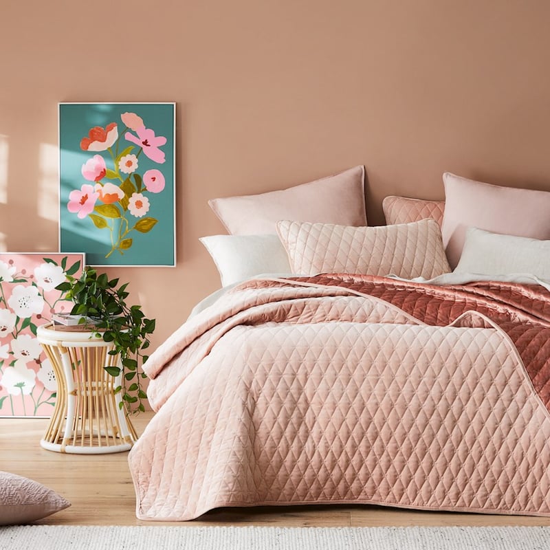 Peggy Velvet Quilted Clay Coverlet