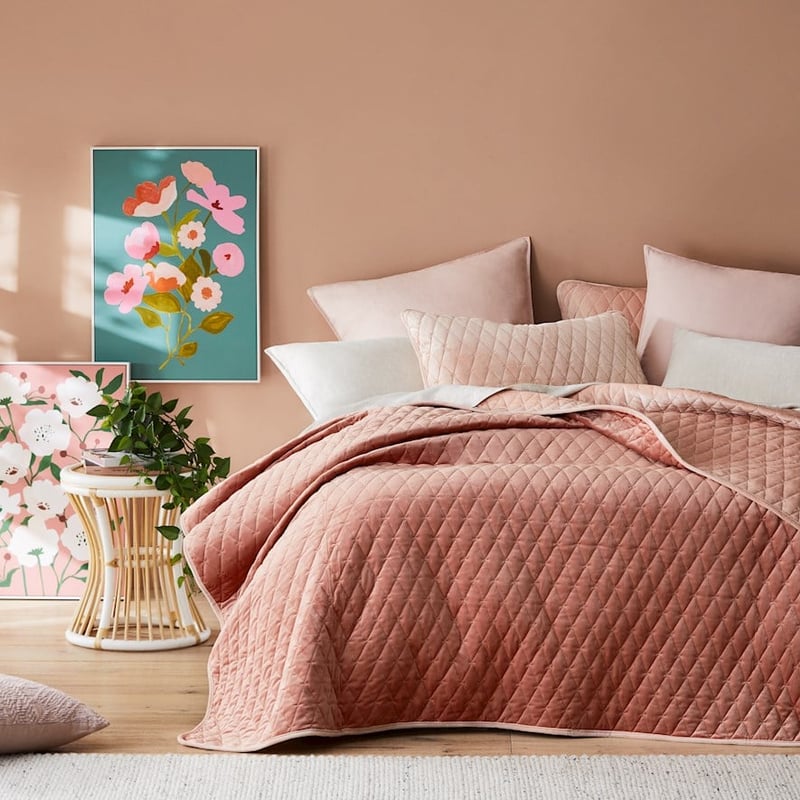Peggy Velvet Quilted Clay Coverlet