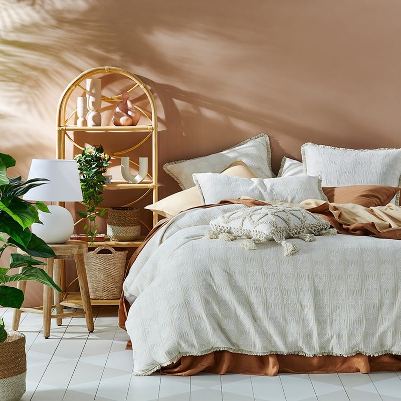 Pineapple Jacquard Natural Quilt Cover