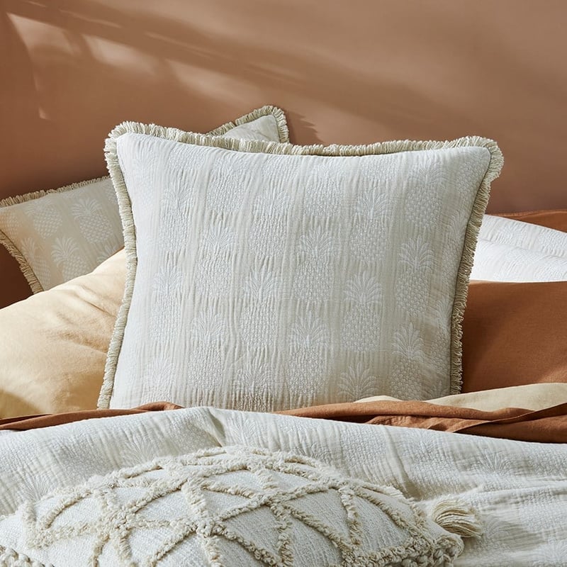 Pineapple Jacquard Natural Quilt Cover