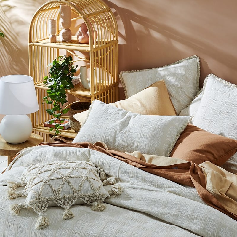 Pineapple Jacquard Natural Quilt Cover
