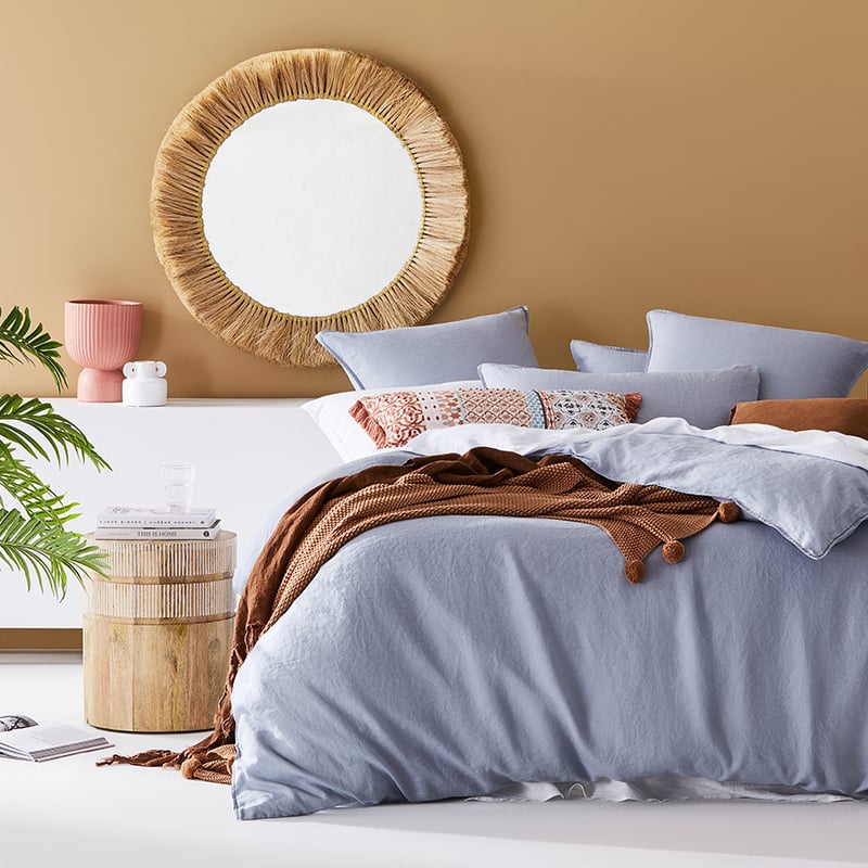 Vintage Washed Linen Blue Dust Quilt Cover