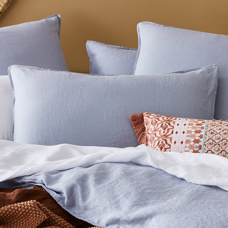 Vintage Washed Linen Blue Dust Quilt Cover