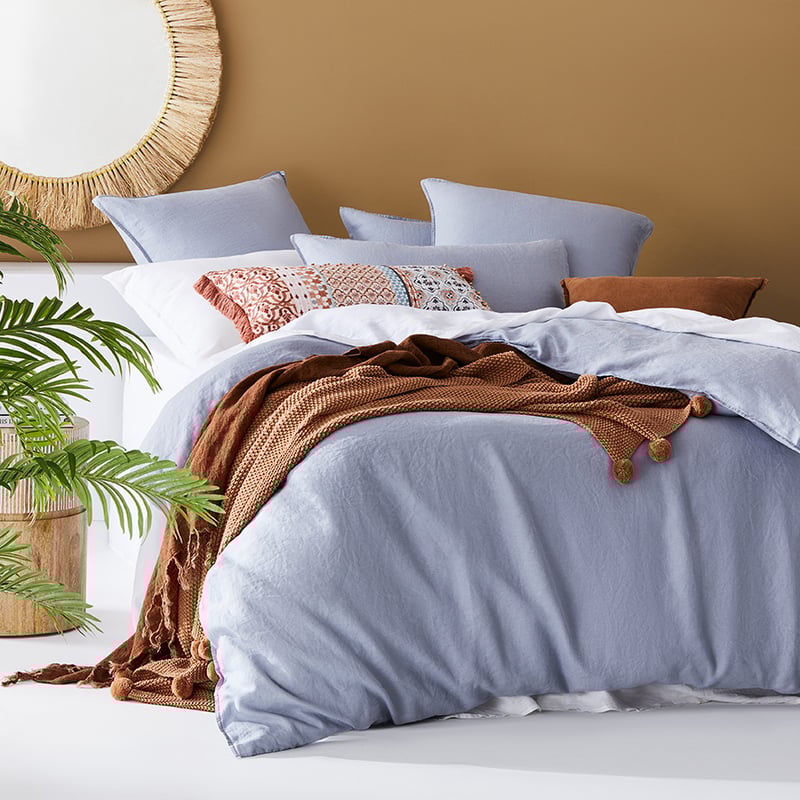 Vintage Washed Linen Blue Dust Quilt Cover