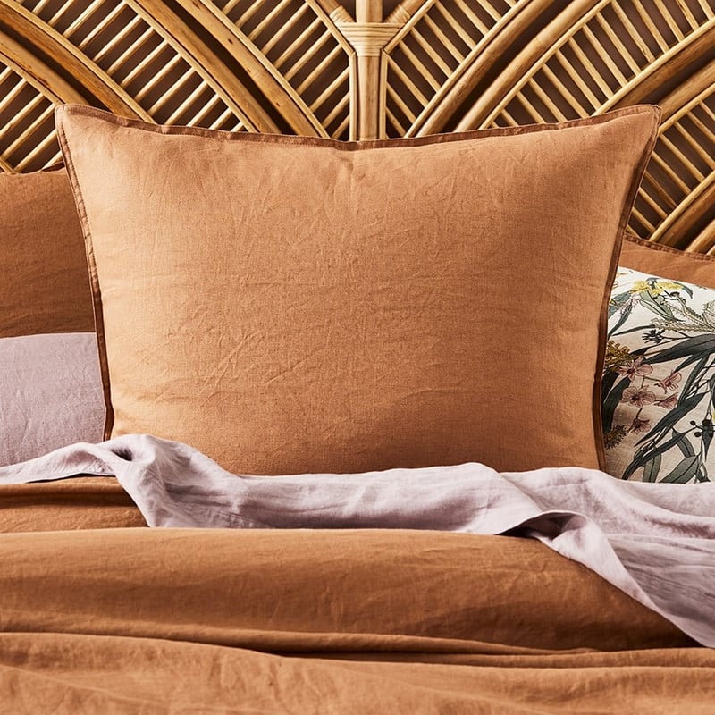 Vintage Washed Linen Caramel Quilt Cover Separates