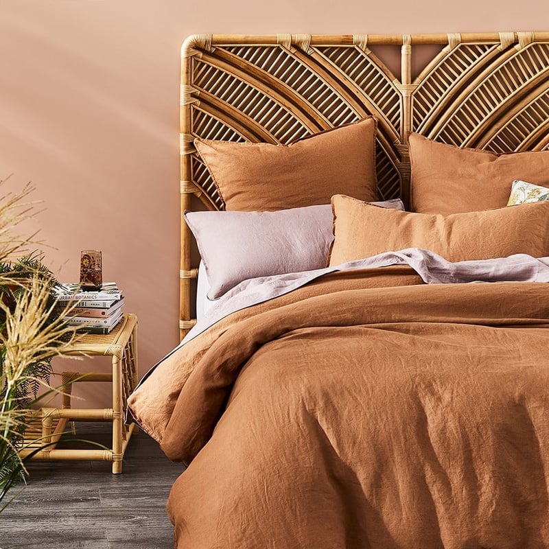 Vintage Washed Linen Caramel Quilt Cover Separates