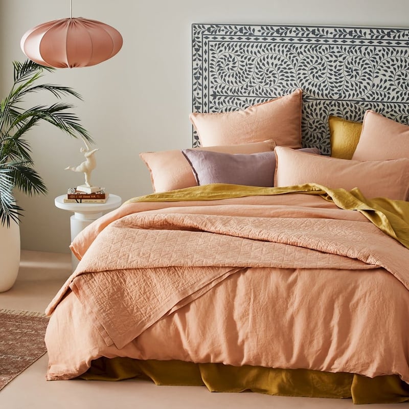 Vintage Washed Linen Pink Salt Quilt Cover