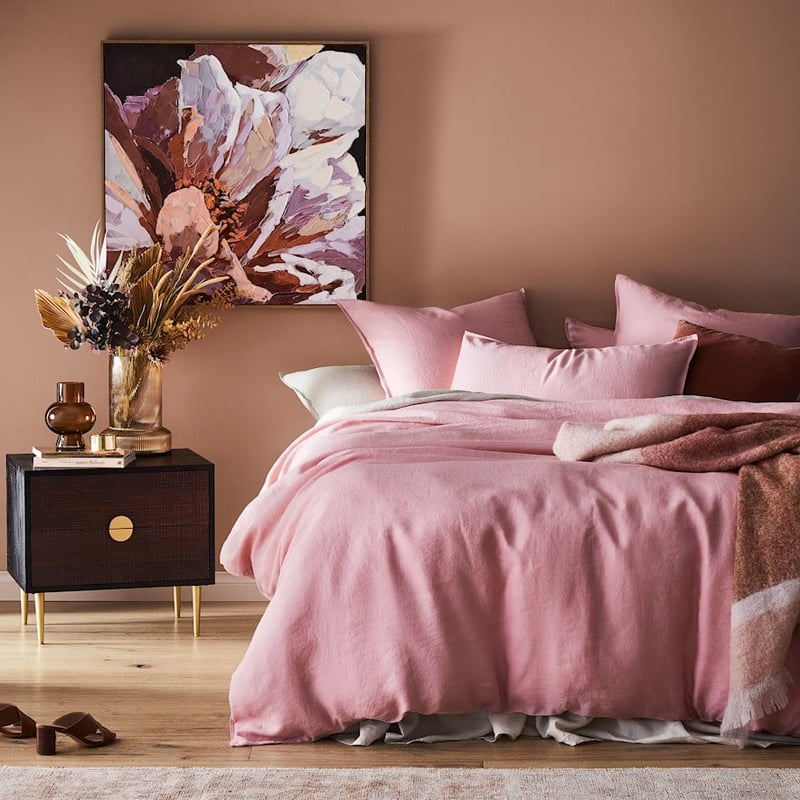 Vintage Washed Linen Rose Quartz Quilt Cover