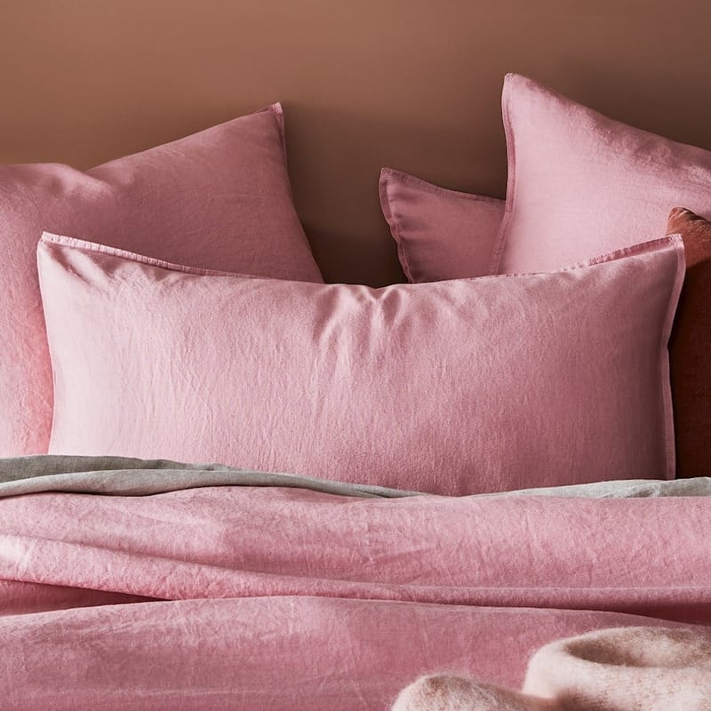 Vintage Washed Linen Rose Quartz Quilt Cover