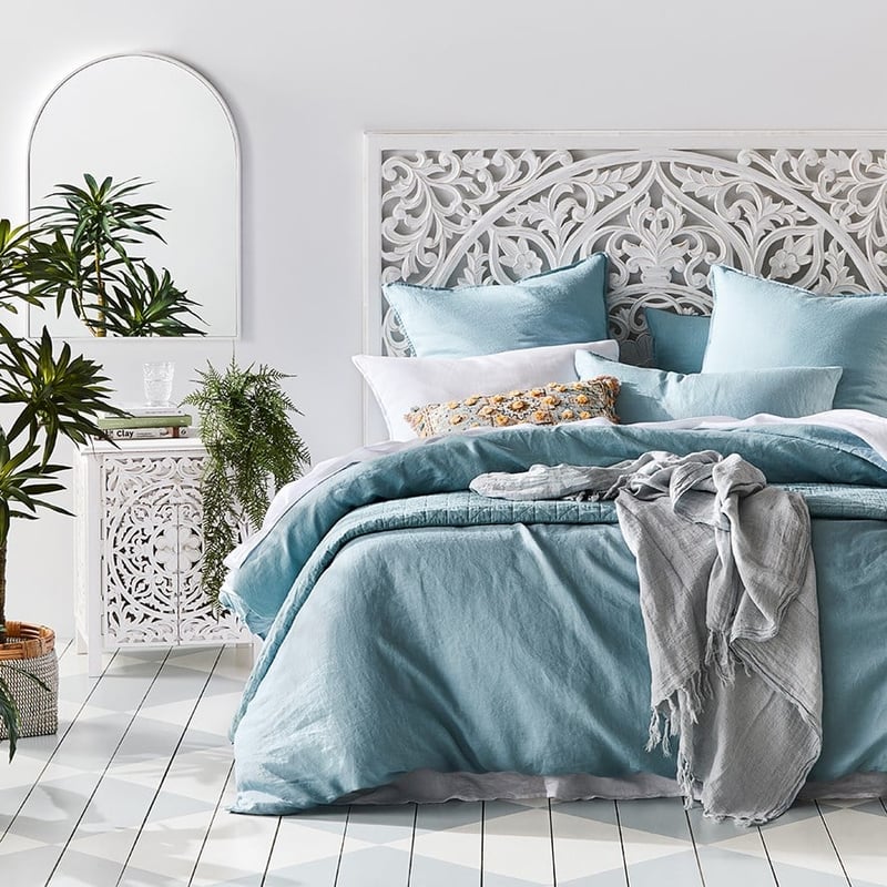 Vintage Washed Linen Seafoam Quilt Cover
