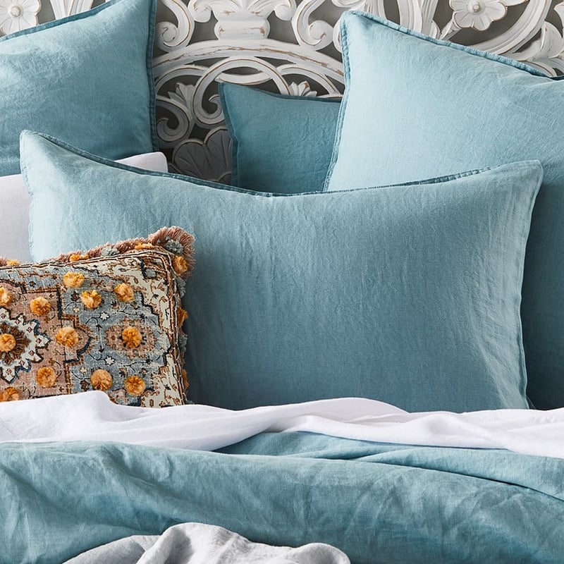 Vintage Washed Linen Seafoam Quilt Cover