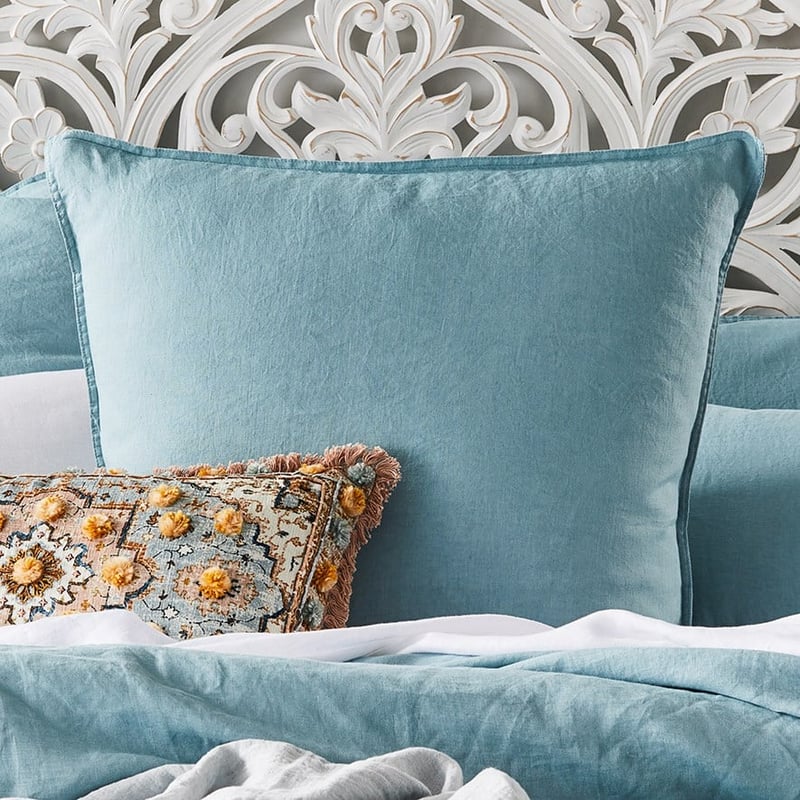 Vintage Washed Linen Seafoam Quilt Cover