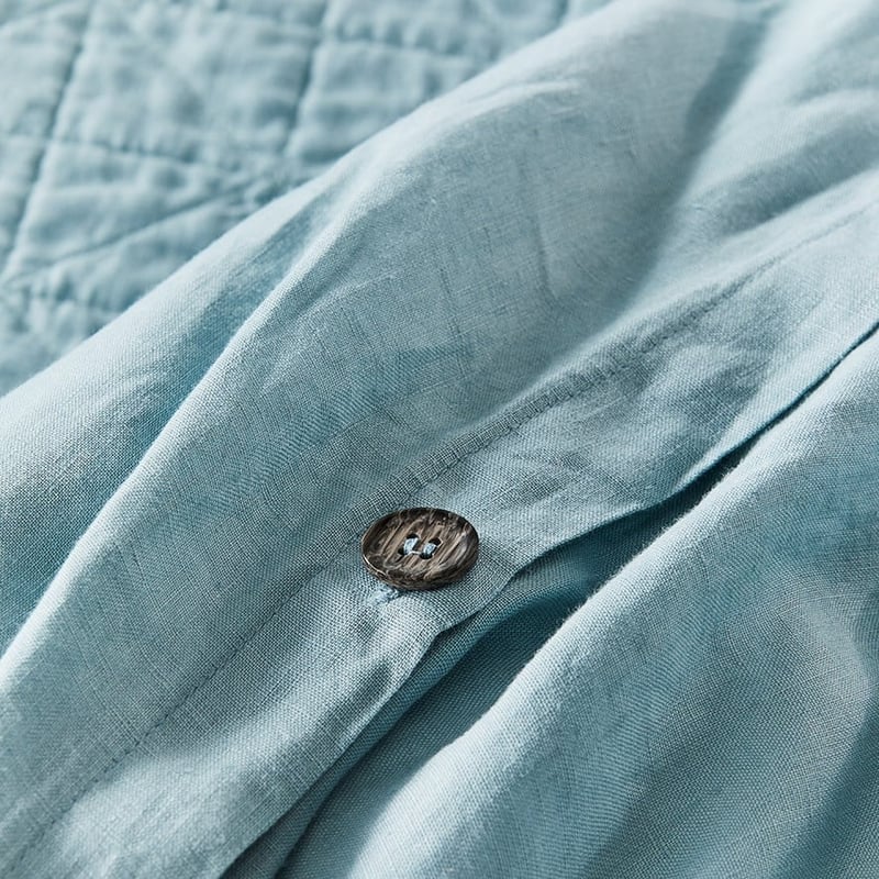 Vintage Washed Linen Seafoam Quilt Cover