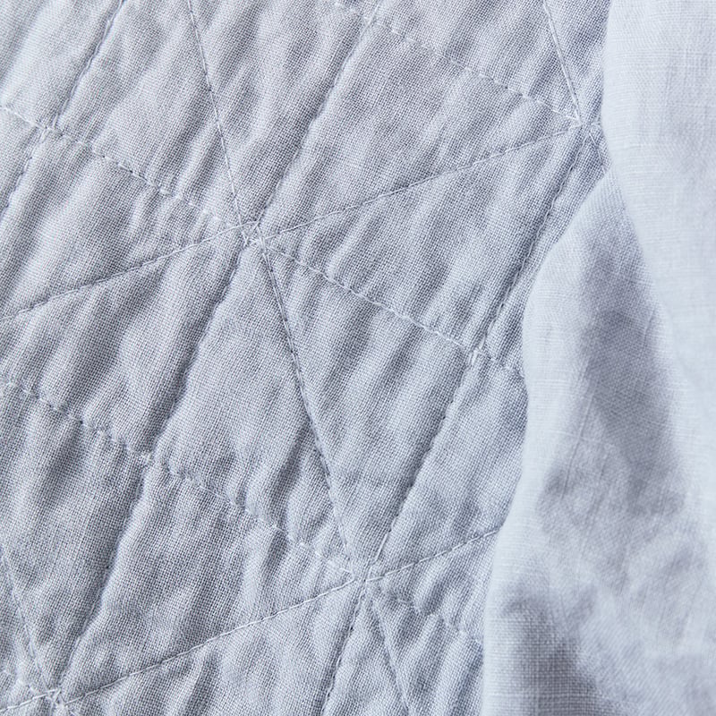 Vintage Washed Linen Quilted Blue Dust Coverlet