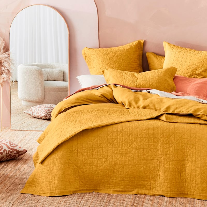 Vintage Washed Linen Chai Quilted Coverlet