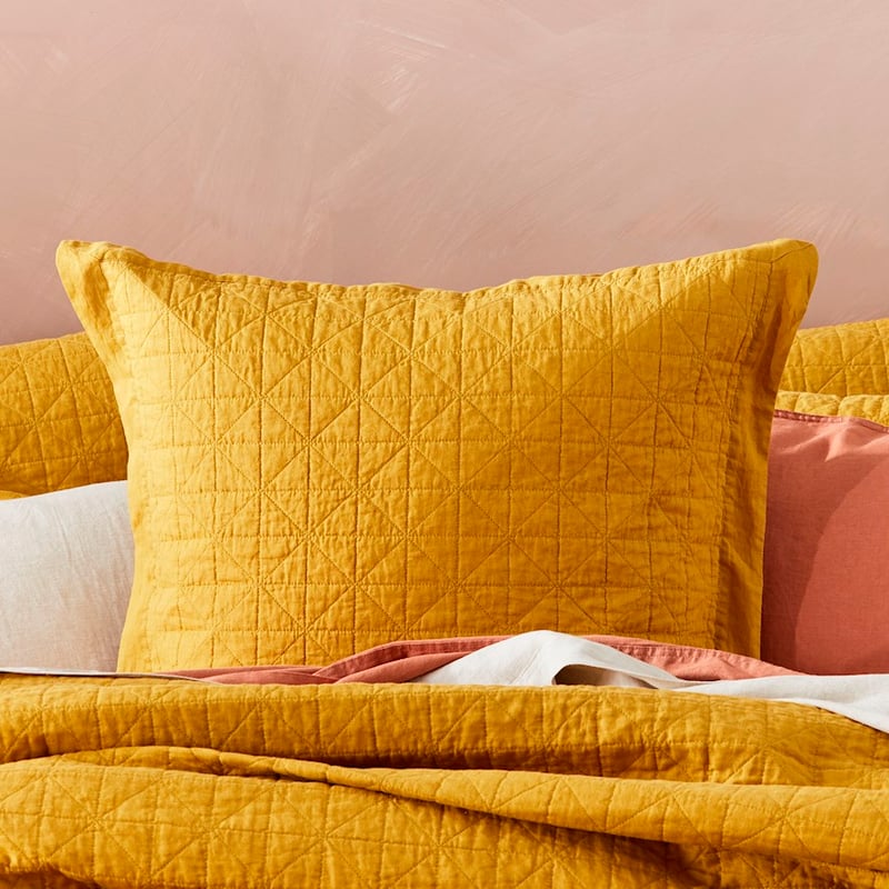 Vintage Washed Linen Chai Quilted Coverlet