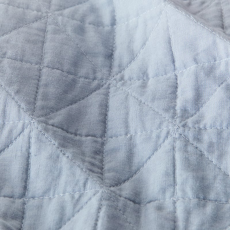 Vintage Washed Linen Quilted Blue Dust Quilt Cover