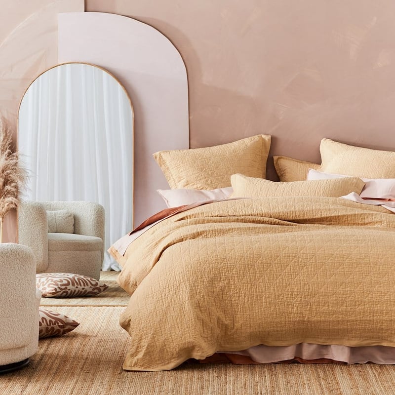 VW Linen Quilted Queen/King Latte Coverlet