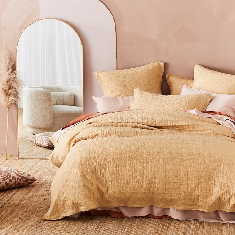 VW Linen Quilted Queen/King Latte Coverlet
