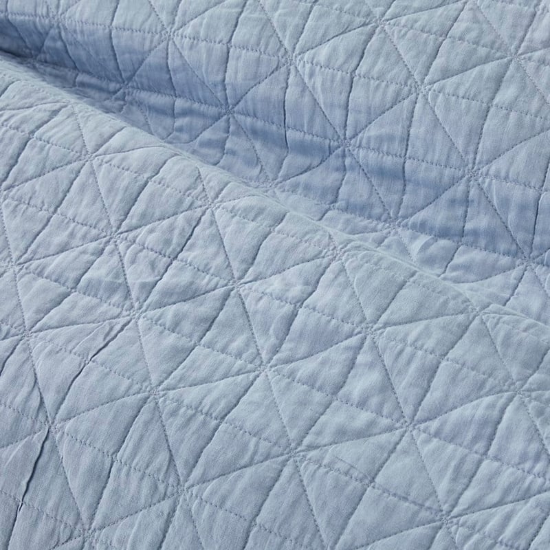 Vintage Washed Linen Dusty Blue Quilted Quilt Cover Separates
