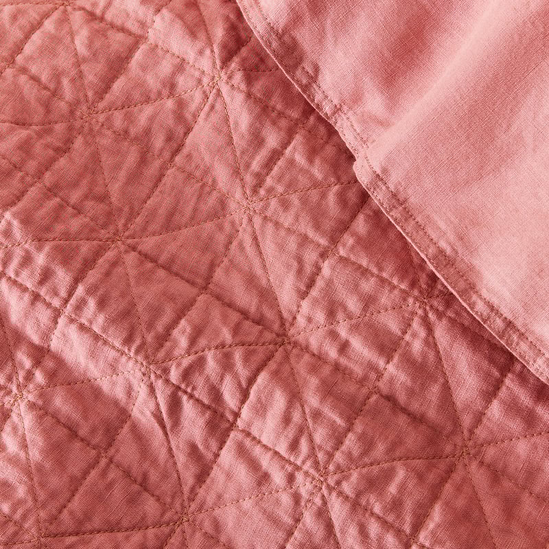 Vintage Washed Linen Rouge Quilted Quilt Cover