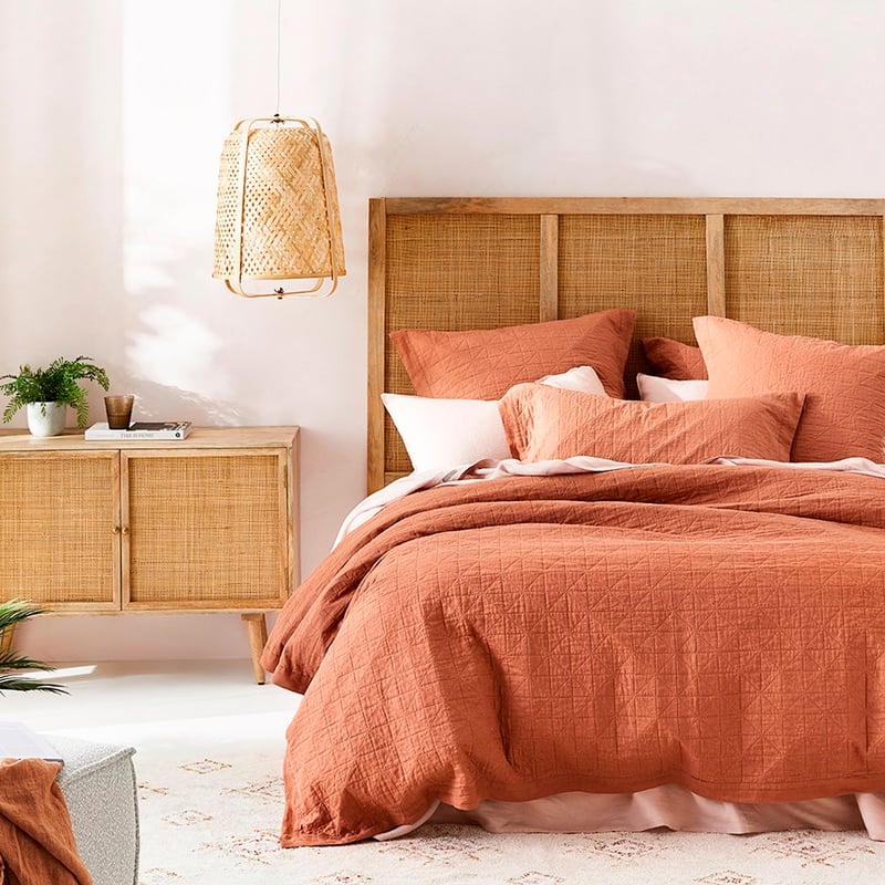 Vintage Washed Linen Brick Quilted Quilt Cover