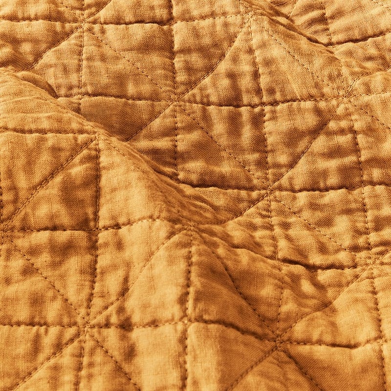 Vintage Washed Linen Dijon Quilted Quilt Cover