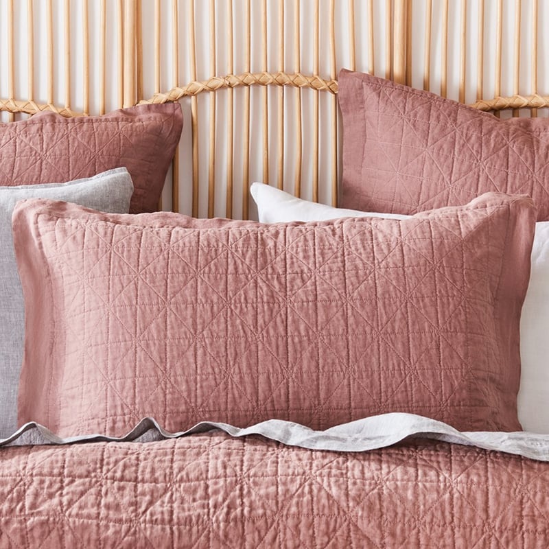 Vintage Washed Linen Rose Quilted Quilt Cover