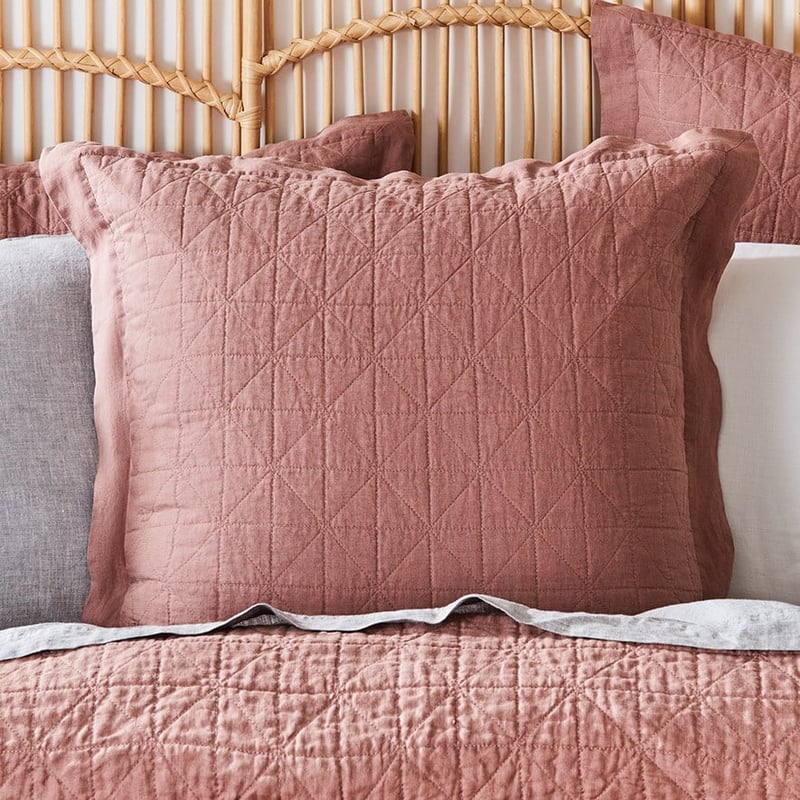 Vintage Washed Linen Rose Quilted Quilt Cover