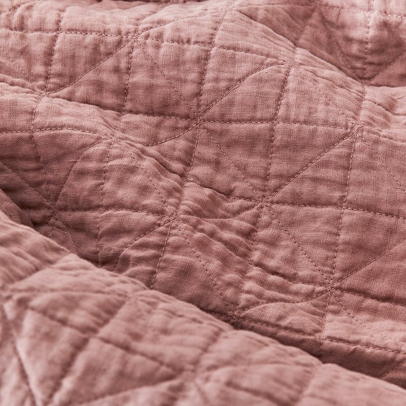 Vintage Washed Linen Rose Quilted Quilt Cover
