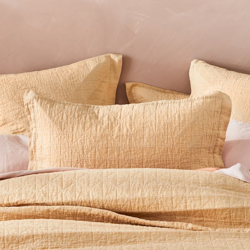 Vintage Washed Linen Latte Coverlet