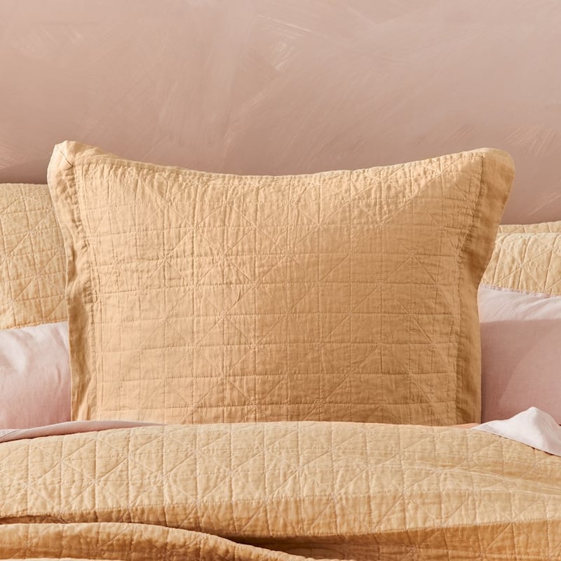 Vintage Washed Linen Latte Coverlet