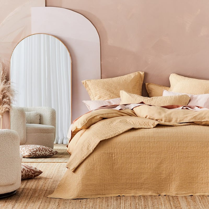 Vintage Washed Linen Latte Coverlet