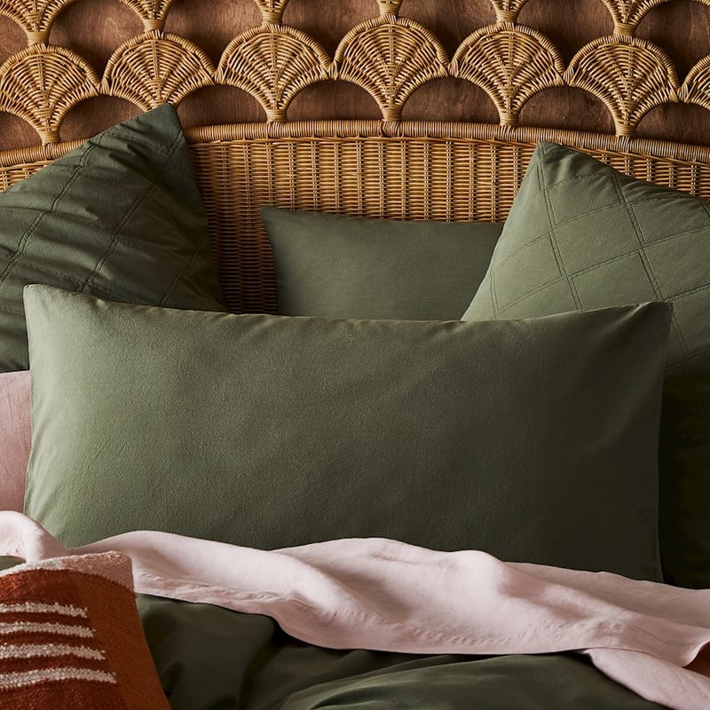 Stonewashed Cotton Bay Leaf Quilt Cover