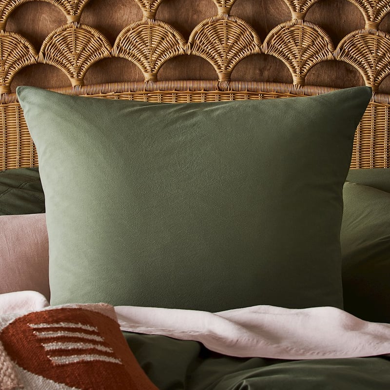 Stonewashed Cotton Bay Leaf Quilt Cover