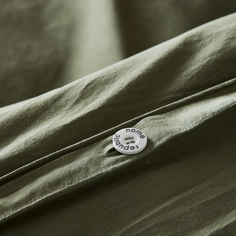 Stonewashed Cotton Bay Leaf Quilt Cover