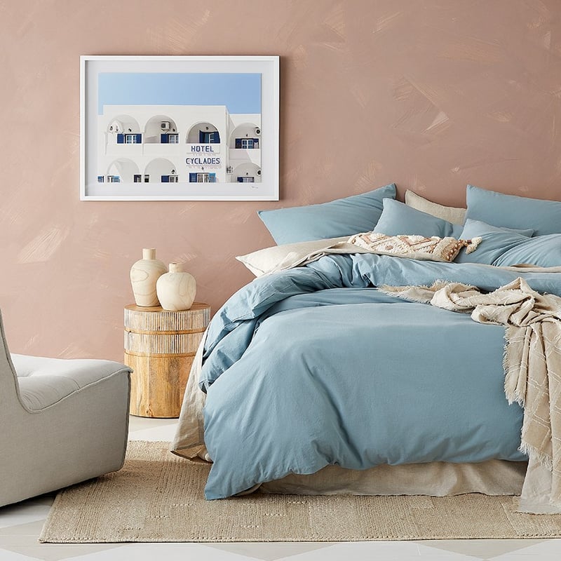 Stonewashed Cotton Blue Grey Quilt Cover + Pillowcases