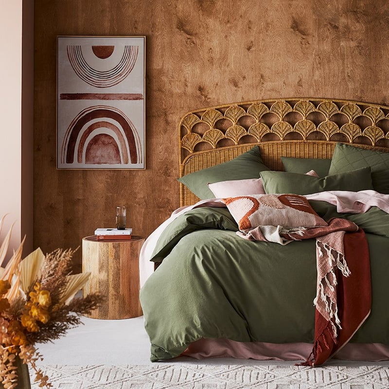 Stonewashed Cotton Bay Leaf Quilt Cover