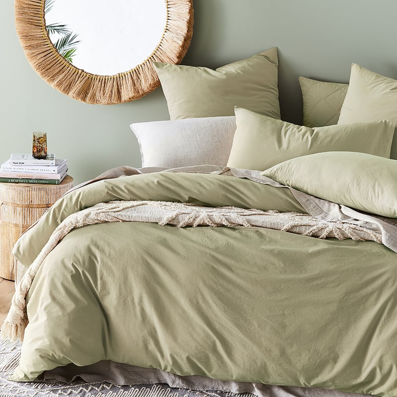 Stonewashed Cotton Soft Khaki Quilt Cover