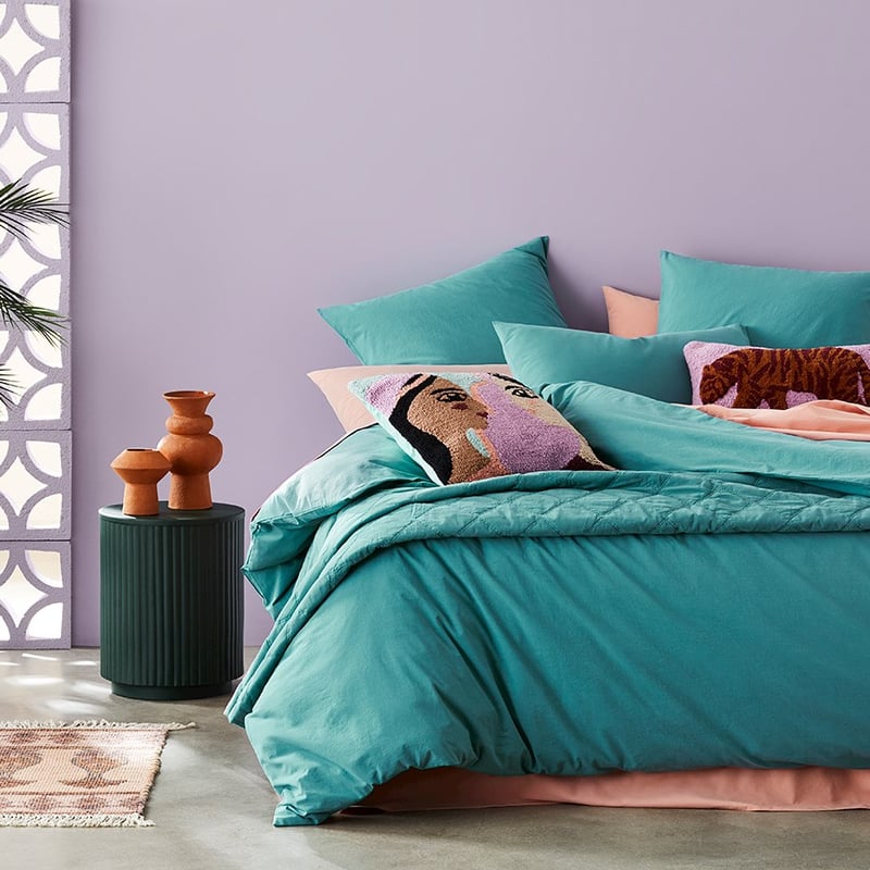 Stonewashed Cotton Teal Quilt Cover