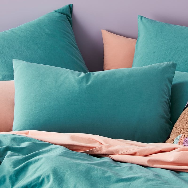 Stonewashed Cotton Teal Quilt Cover