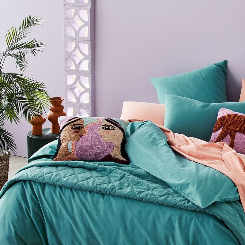 Stonewashed Cotton Teal Quilt Cover