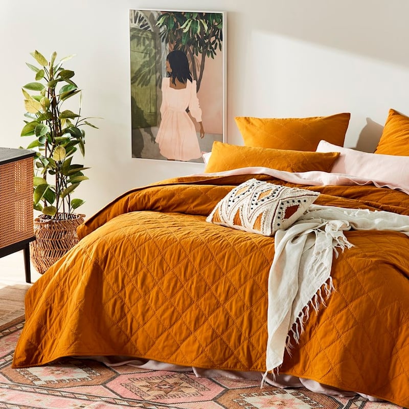 Stonewashed Cotton Chai Quilted Coverlet