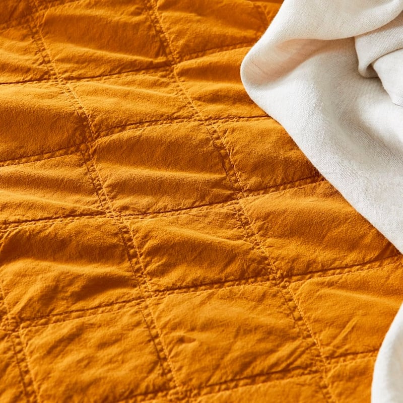 Stonewashed Cotton Chai Quilted Coverlet
